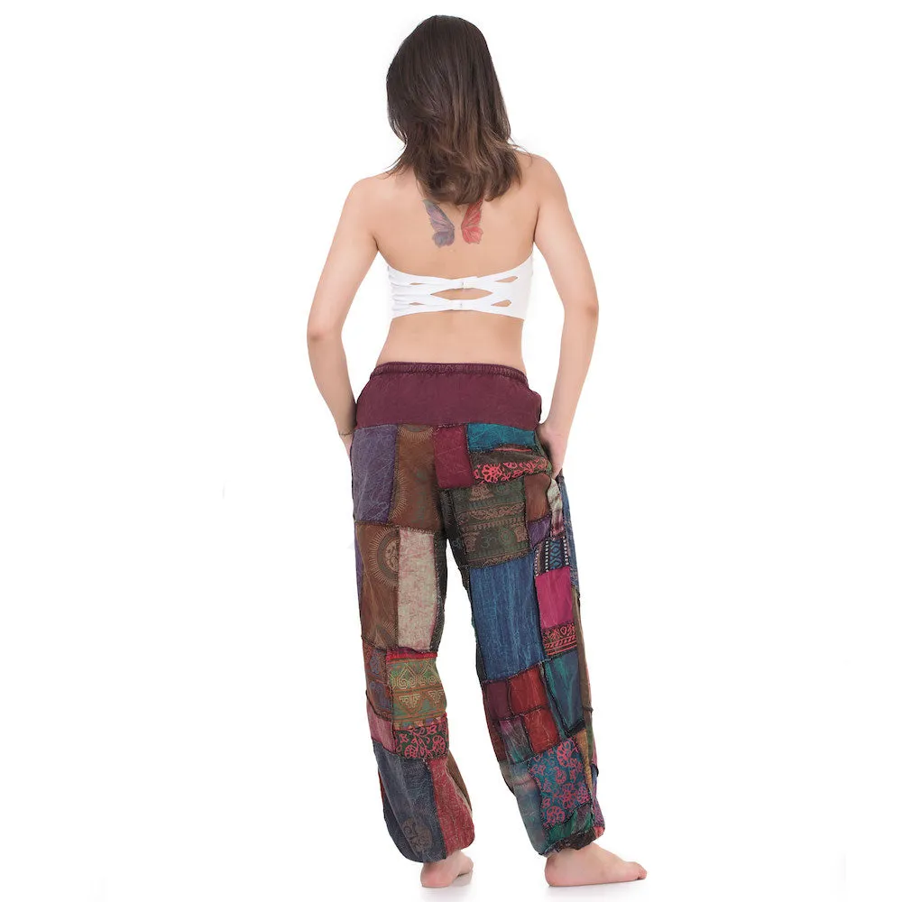 Women’s Zen Burgundy Patchwork Harem Pants