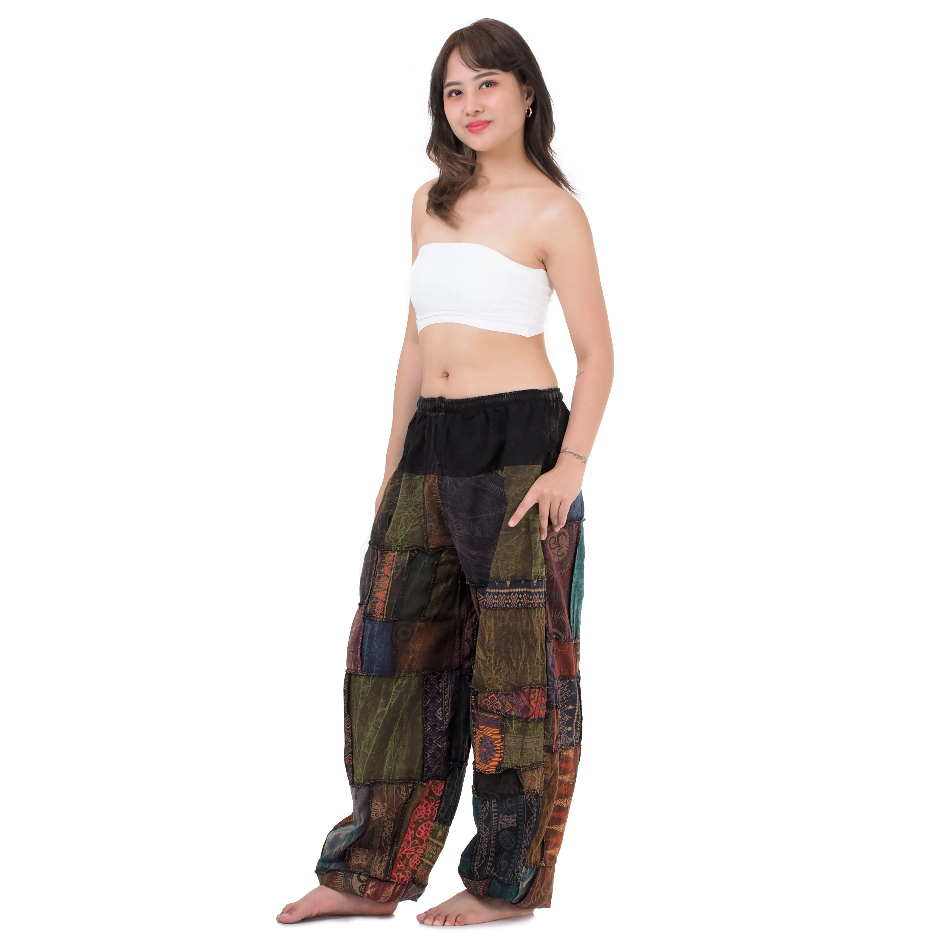 Women’s Zen Burgundy Patchwork Harem Pants