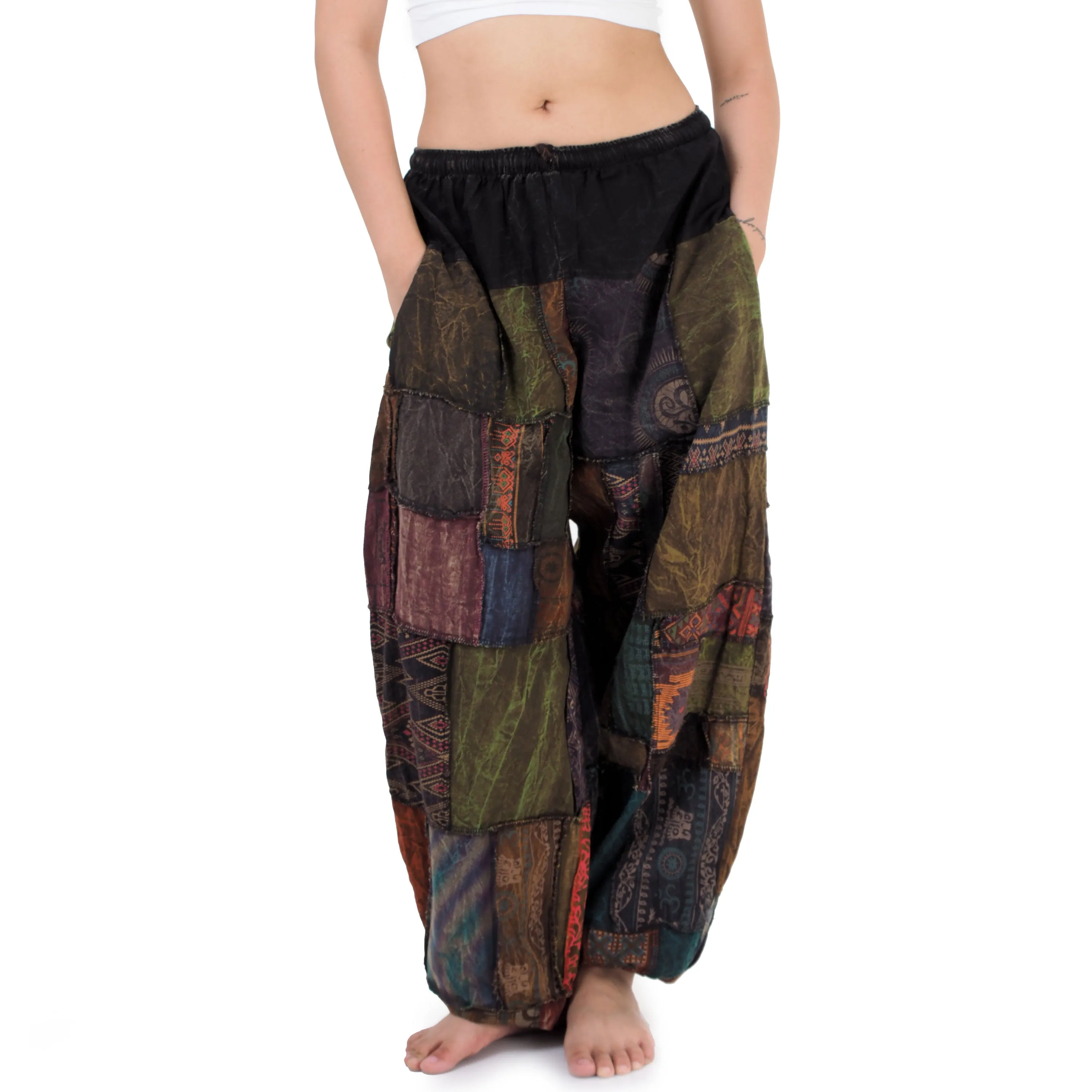 Women’s Zen Burgundy Patchwork Harem Pants