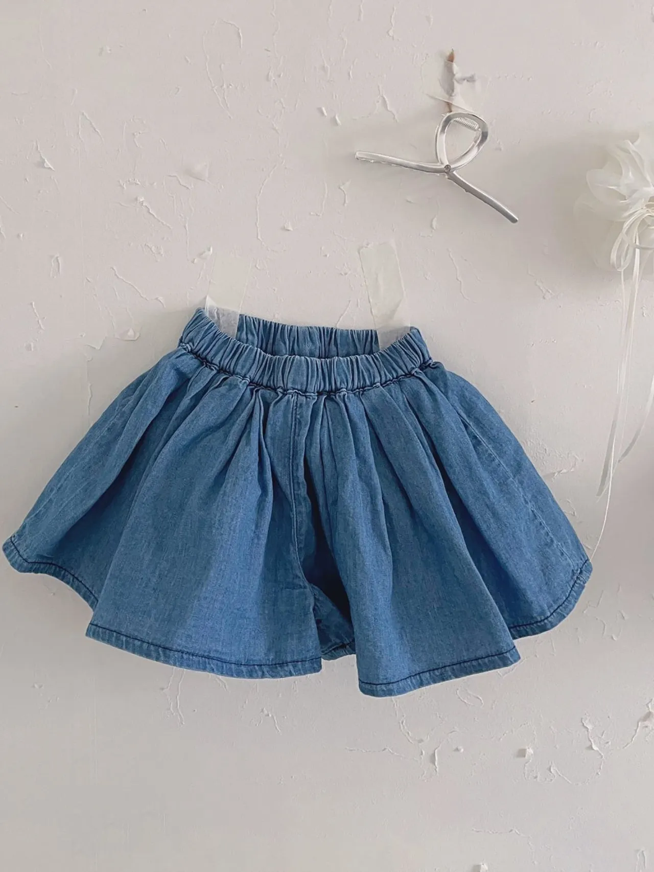 Wrinkle Denim Skort