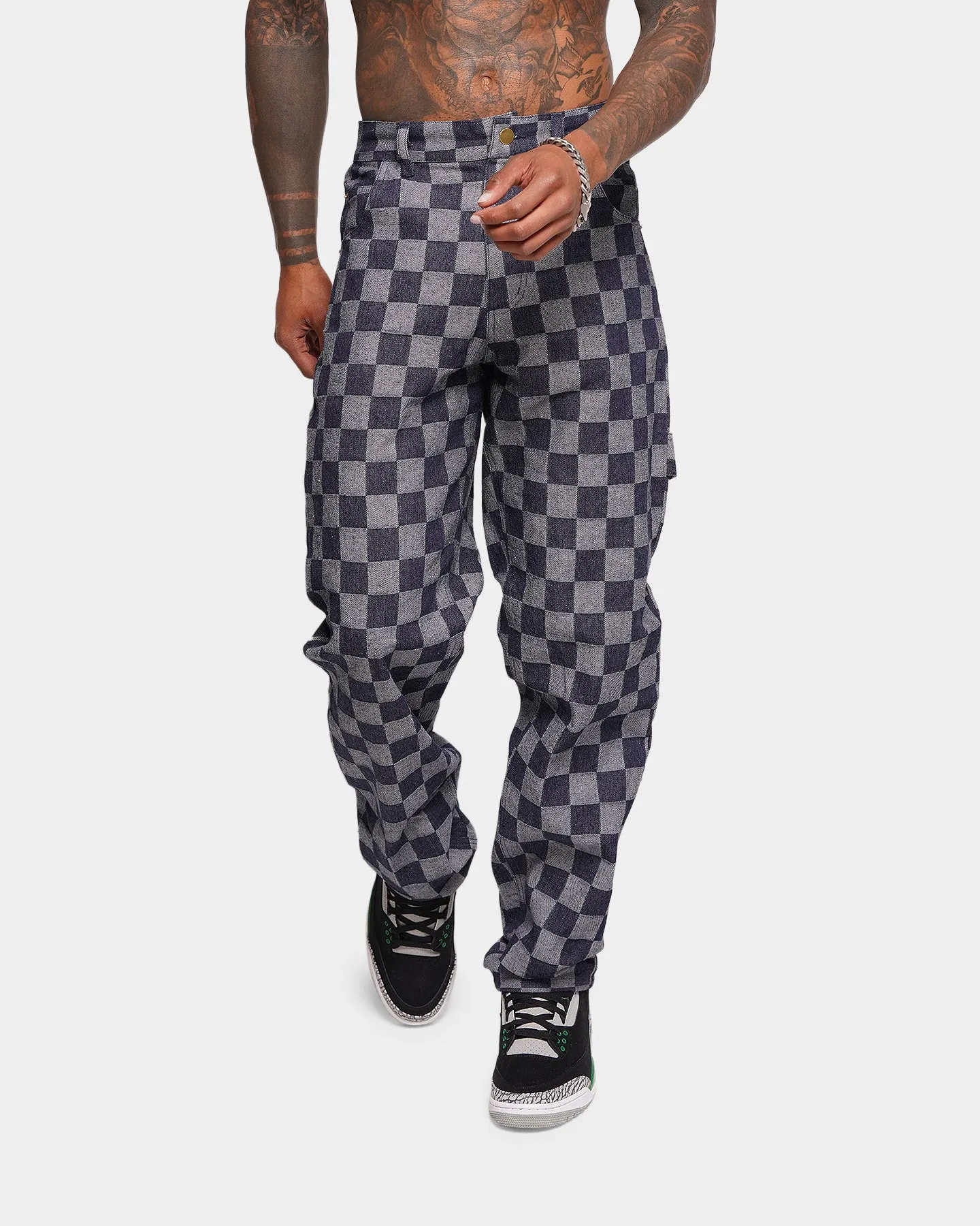 XXIII Checker Board Denim Jeans Blue