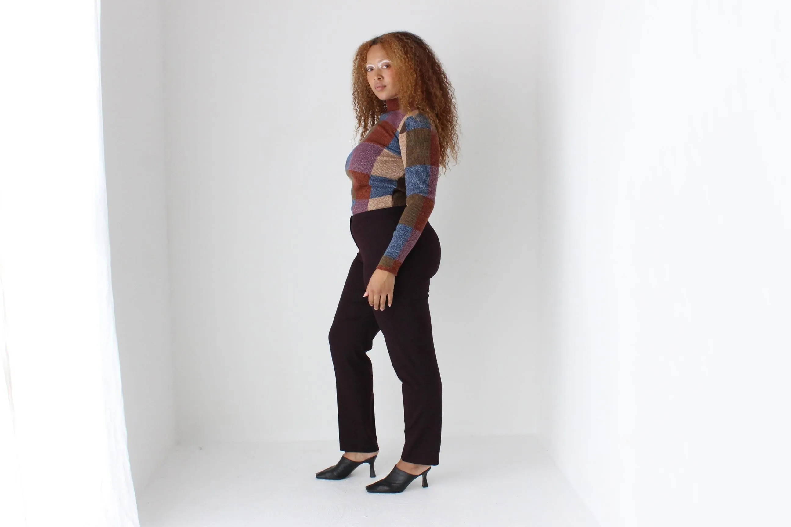 Y2K Pure Wool Checker Knit Sweater Top