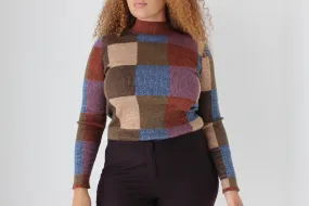 Y2K Pure Wool Checker Knit Sweater Top