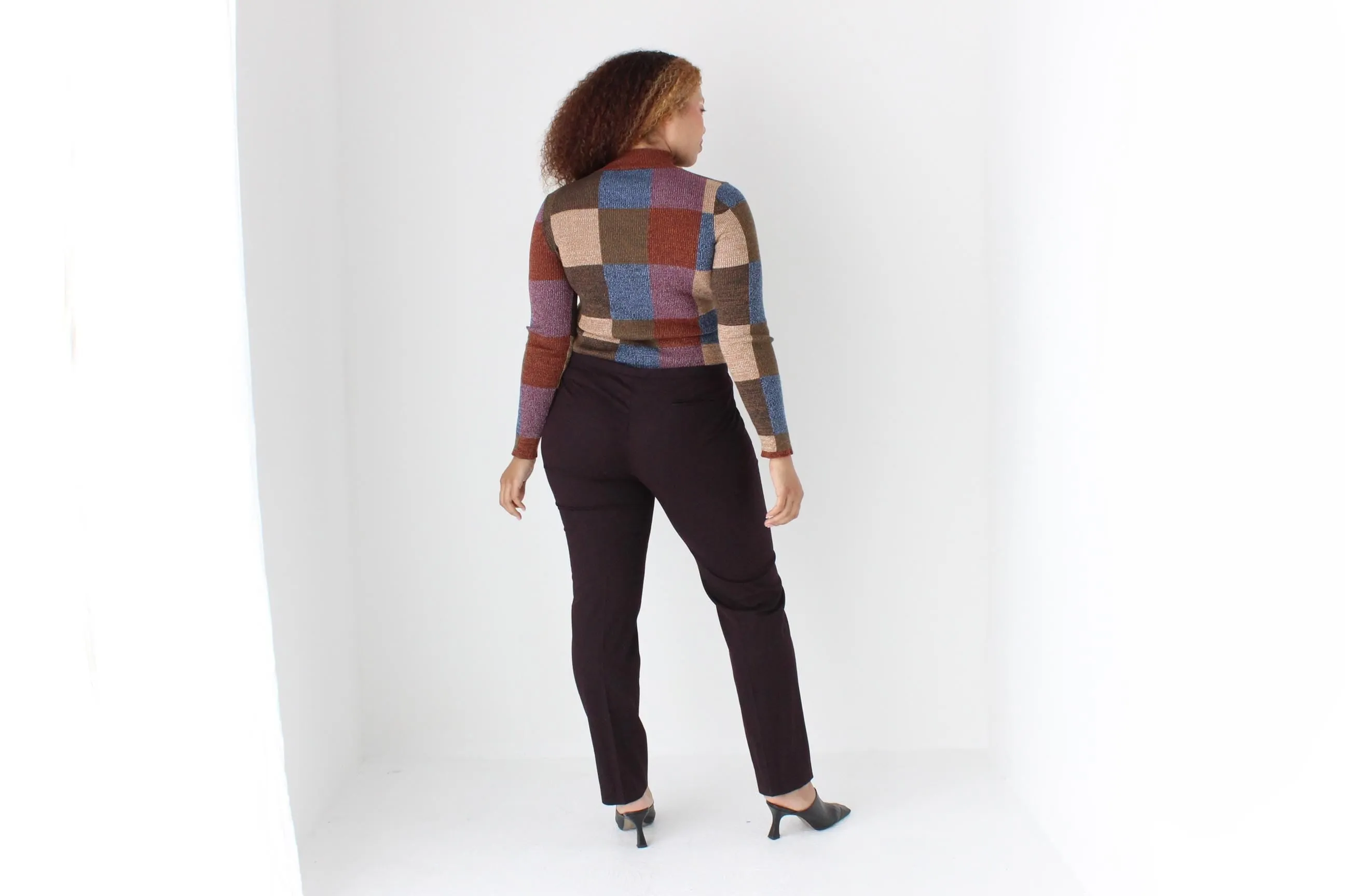 Y2K Pure Wool Checker Knit Sweater Top