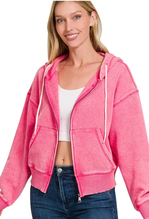 ZEN Pink Cropped Hoodie